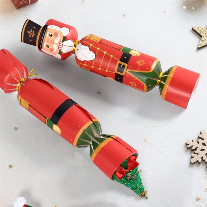 24Pcs Christmas Cartoon Cracker Boxes Nutcracker Snowman Foldable Cardboard Gift Packaging for Holiday Table