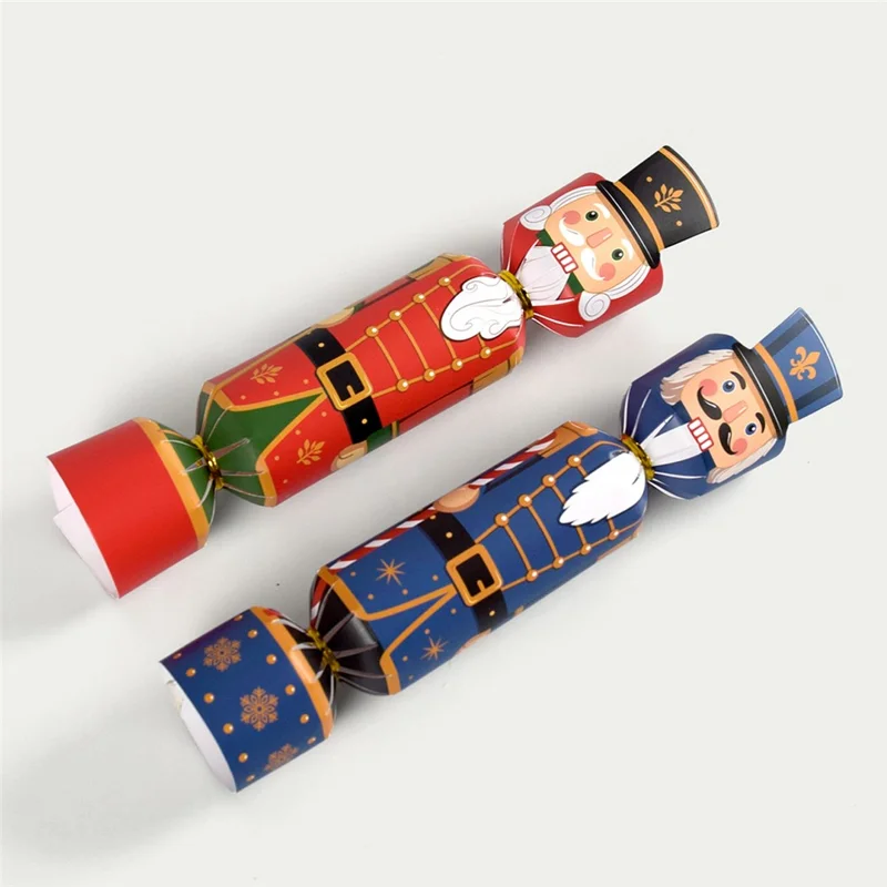 24Pcs Christmas Cartoon Cracker Boxes Nutcracker Snowman Foldable Cardboard Gift Packaging for Holiday Table