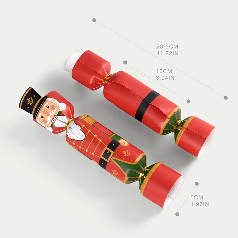 24Pcs Christmas Cartoon Cracker Boxes Nutcracker Snowman Foldable Cardboard Gift Packaging for Holiday Table