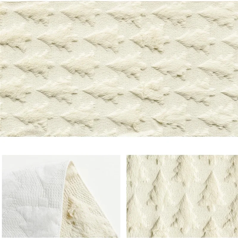 33 x 183 cm Mantel para Mesa Navideño con Diseño 3D de Árbol de Navidad, Tejido de Punto para Mesa de Comedor - Beige