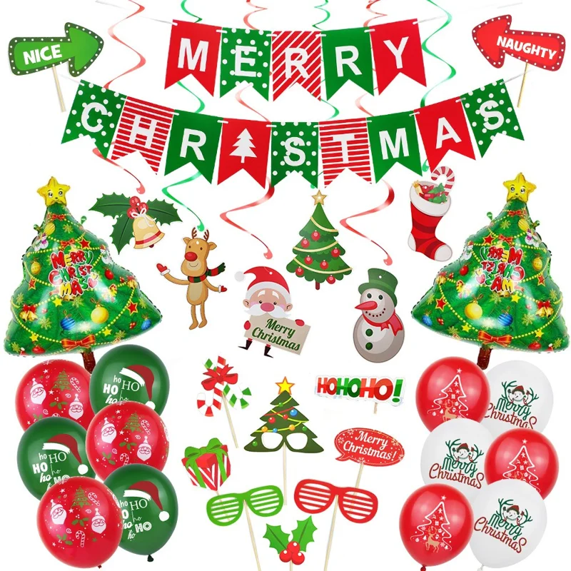 Weihnachtsballons-Banner aus Aluminiumfolie mit Weihnachtsbaum-Form, Dekor für Partyfeier, Fotorequisiten-Set - Fischschwanz-Banner