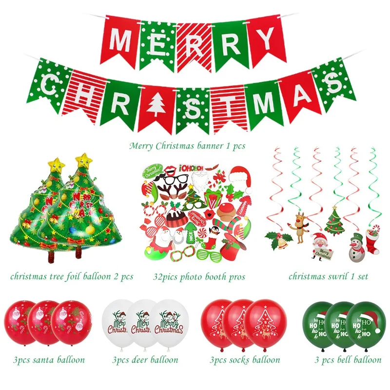 Weihnachtsballons-Banner aus Aluminiumfolie mit Weihnachtsbaum-Form, Dekor für Partyfeier, Fotorequisiten-Set - Fischschwanz-Banner