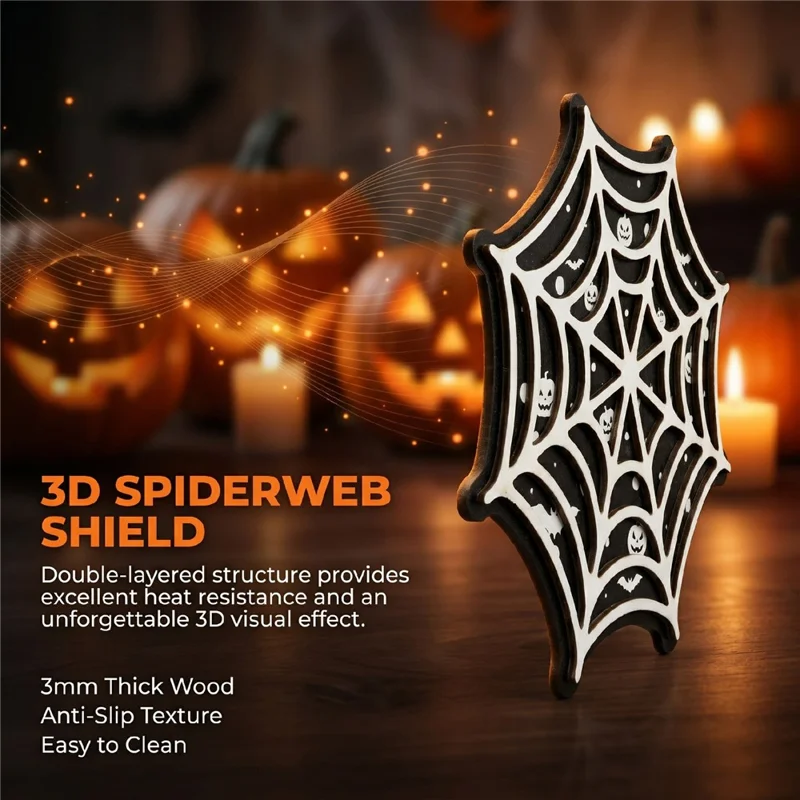 4Pcs 10.5cm Spiderweb Coasters 3D Layered MDF Heat Resistant Non-Slip Drink Coasters for Table Decor - SCN367