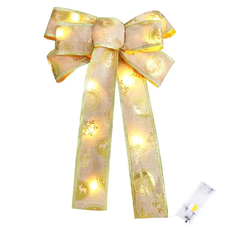 Grande Laço de Natal Iluminado Xmas LED Luzes Quentes Artesanato Laço para Árvore de Natal, Aniversário, Feriado Indoor Outdoor - Estilo E