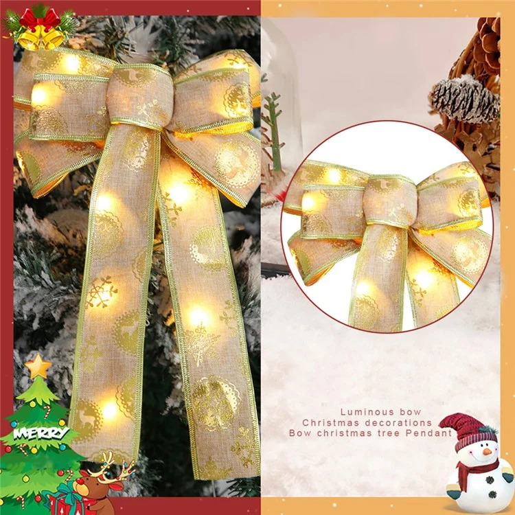 Grande Laço de Natal Iluminado Xmas LED Luzes Quentes Artesanato Laço para Árvore de Natal, Aniversário, Feriado Indoor Outdoor - Estilo E
