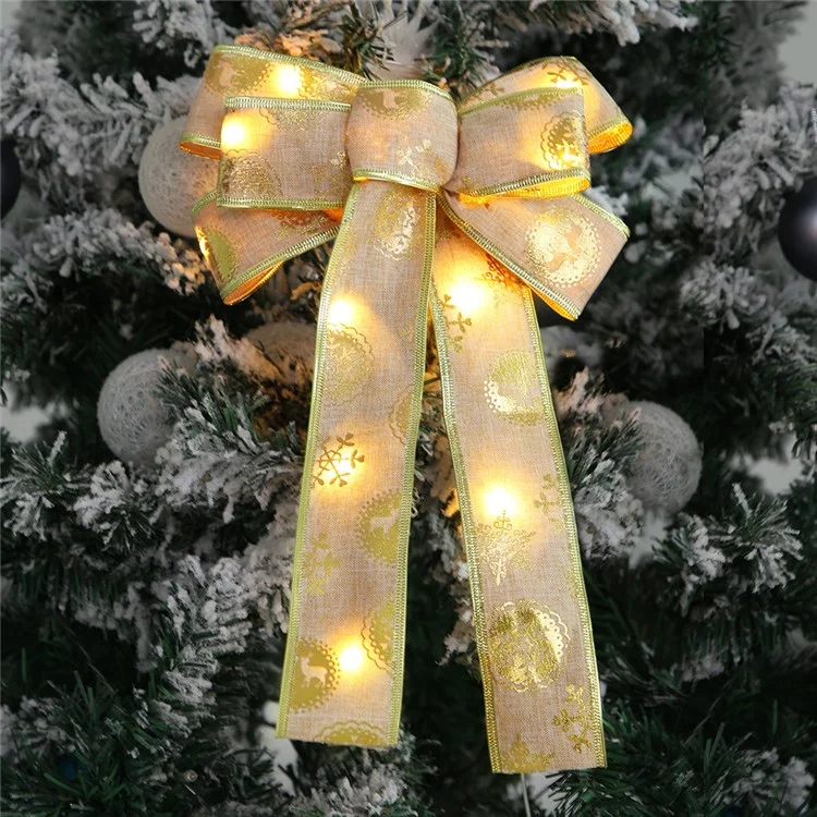 Grande Laço de Natal Iluminado Xmas LED Luzes Quentes Artesanato Laço para Árvore de Natal, Aniversário, Feriado Indoor Outdoor - Estilo E