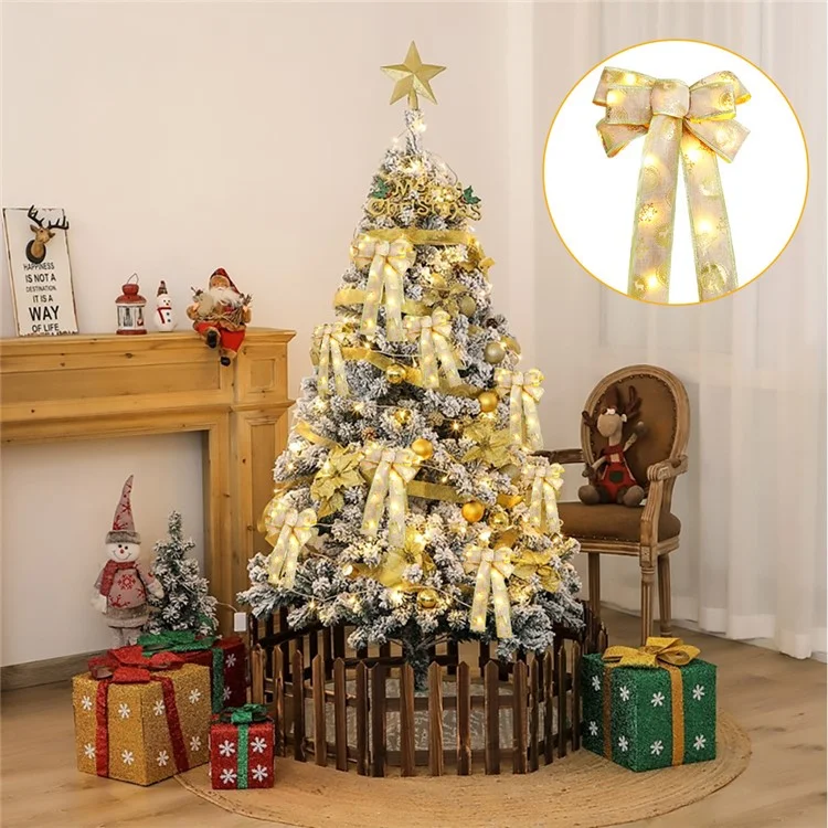 Grande Laço de Natal Iluminado Xmas LED Luzes Quentes Artesanato Laço para Árvore de Natal, Aniversário, Feriado Indoor Outdoor - Estilo E