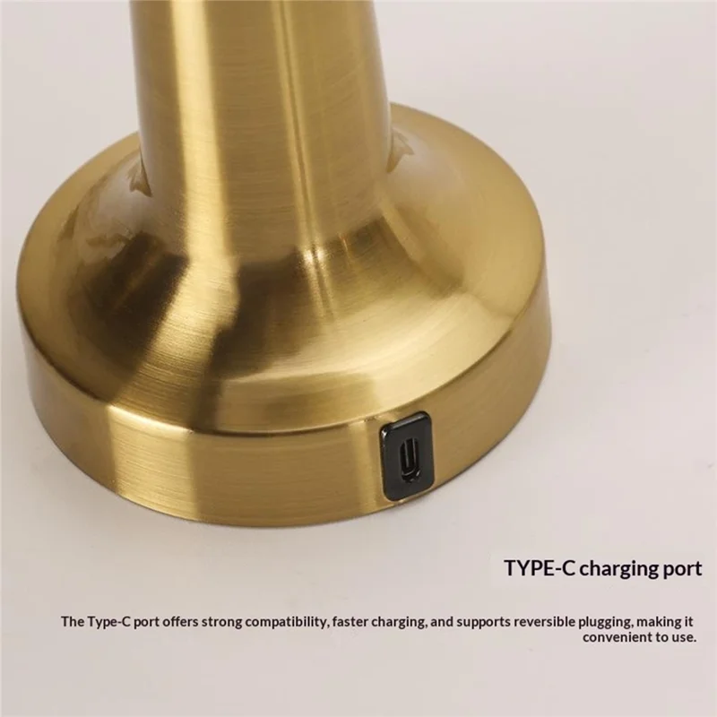 20cm Rechargeable LED Table Lamp 2W Type-C Touch Dimmable Ambient Light for Restaurant Bar Bedroom - Copper