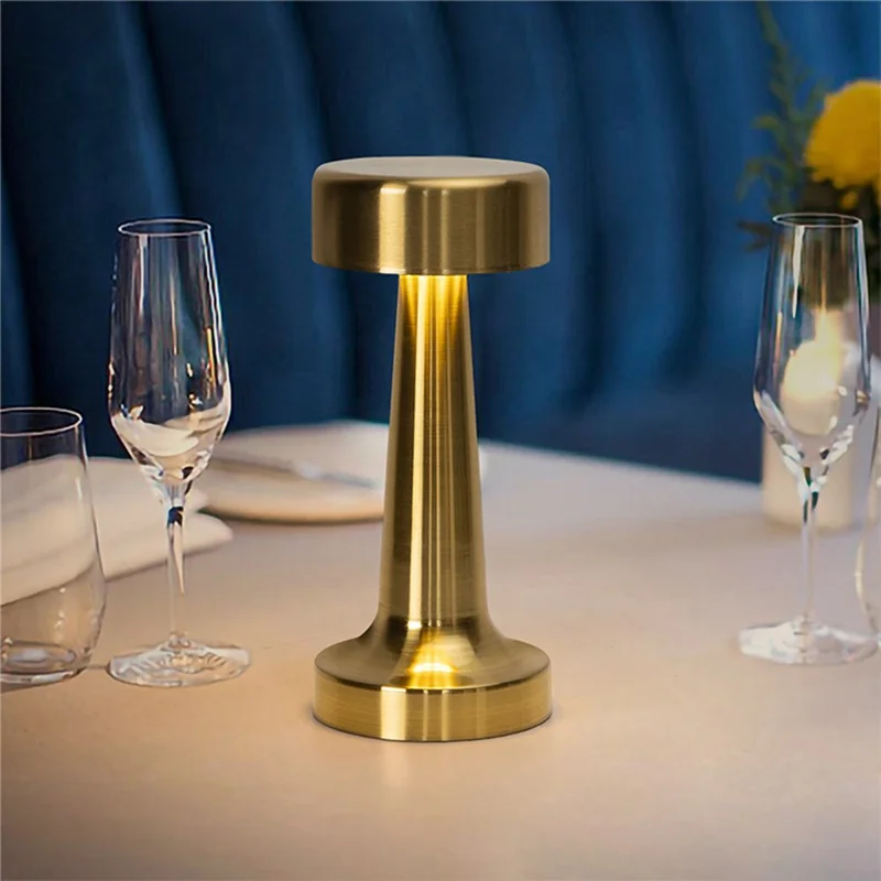 20cm Rechargeable LED Table Lamp 2W Type-C Touch Dimmable Ambient Light for Restaurant Bar Bedroom - Copper