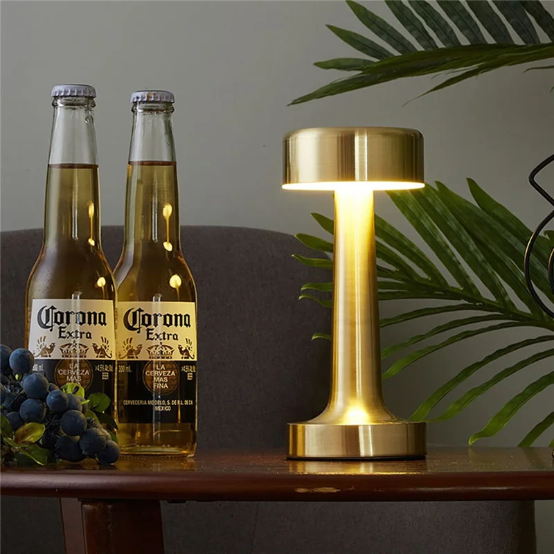 20cm Rechargeable LED Table Lamp 2W Type-C Touch Dimmable Ambient Light for Restaurant Bar Bedroom - Copper