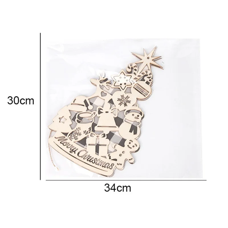 Wooden Christmas Tree Pendant Xmas Tree Hanging Ornament for Window Door Wall Decor - Grey