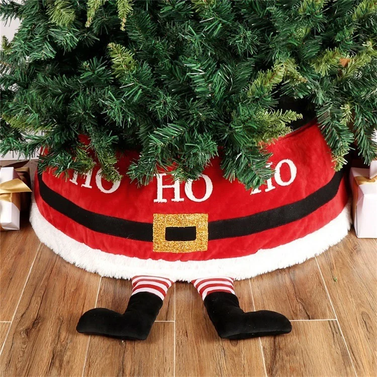 Christmas Tree Skirt Santa Claus Feet Christmas Tree Base Apron Tree Collar Cover Home Decoration