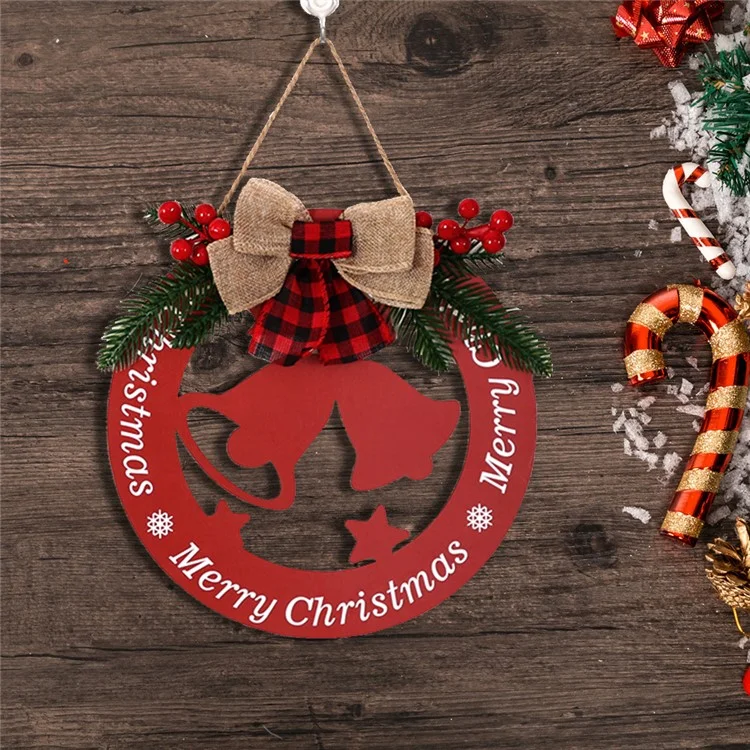 Placa de Boas-vindas de Natal Merry Hollow-out Wooden Front Door Sign Decor Hanging Signs for Home Wall Porch - Estilo de Letra