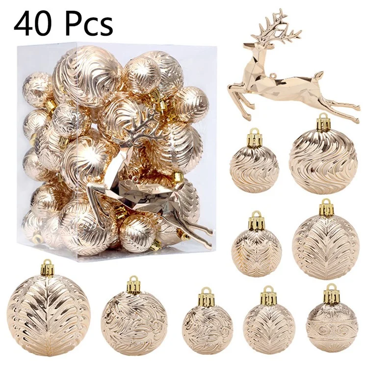 Juego de 40 bolas de reno de plástico para árbol de Navidad, decoración de navidad para el hogar y fiestas