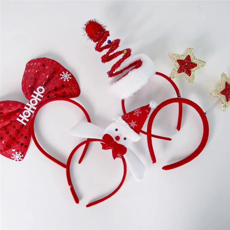 2Pcs Christmas Headbands for Children Deer Hairband Xmas Tree Hair Hoops Headpiece Accessories - Green Tree