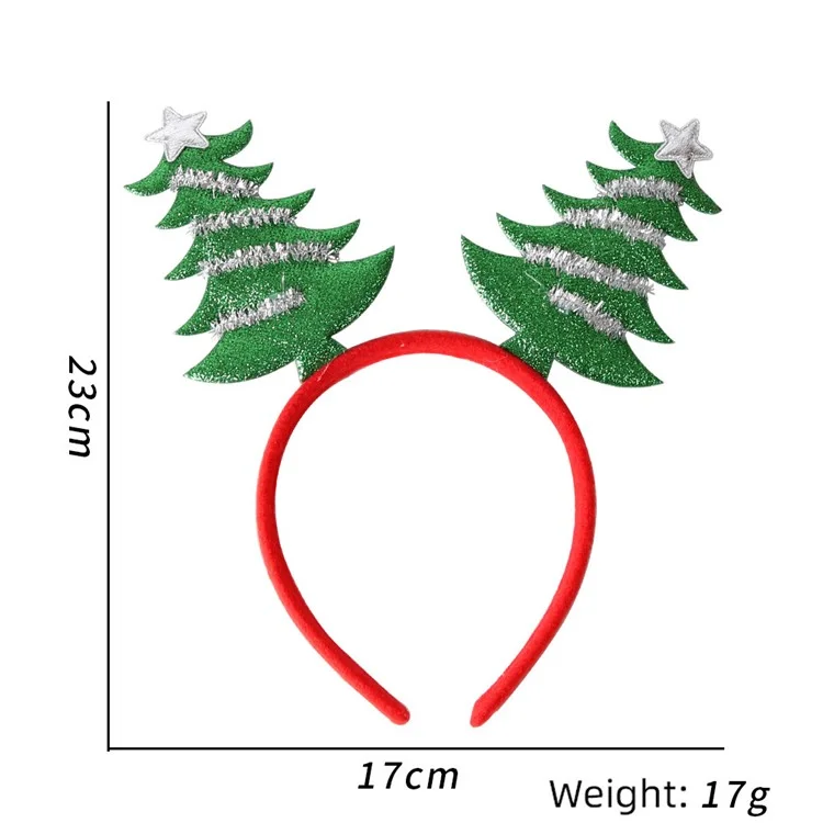 2Pcs Christmas Headbands for Children Deer Hairband Xmas Tree Hair Hoops Headpiece Accessories - Green Tree