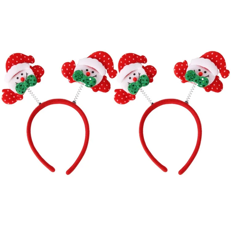 2Pcs Christmas Headbands for Children Deer Hairband Xmas Tree Hair Hoops Headpiece Accessories - Santa+Bowknot