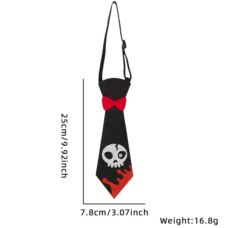 5Pcs Halloween Tie Kids Adult Halloween Party Felt Cloth Necktie Costume Props - Bowknot and Skull