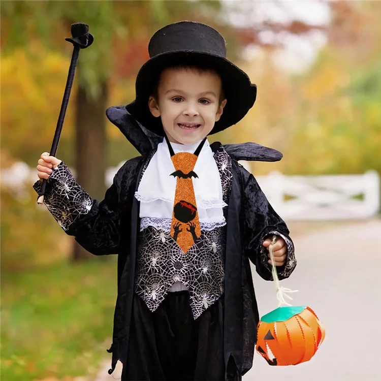 5Pcs Halloween Tie Kids Adult Halloween Party Felt Cloth Necktie Costume Props - Bat and Ghost Hand