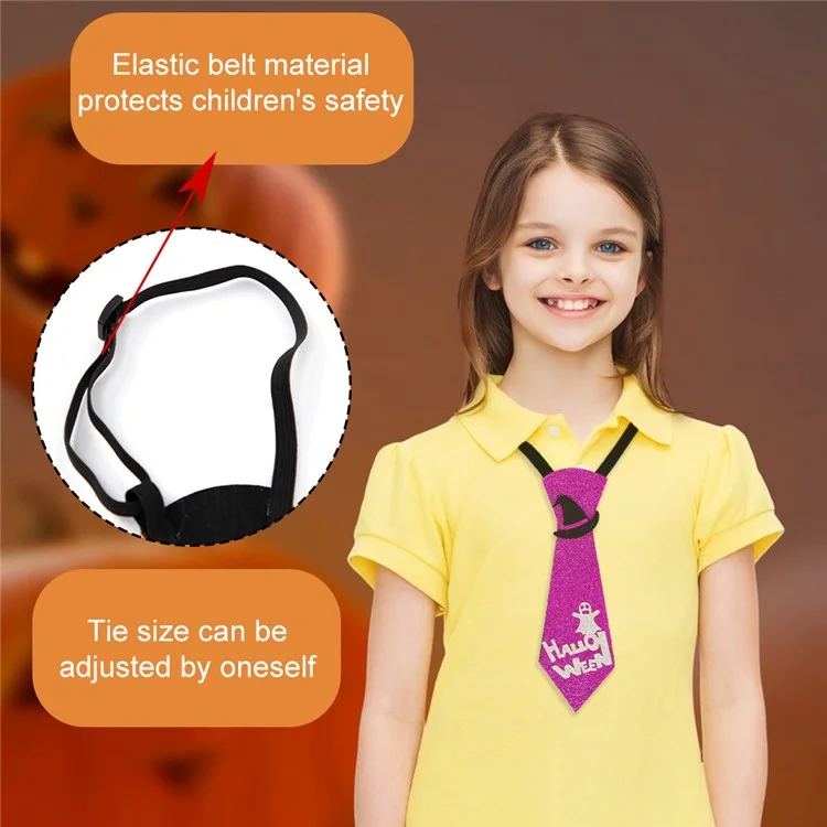 5Pcs Halloween Tie Kids Adult Halloween Party Felt Cloth Necktie Costume Props - Bat and Ghost Hand