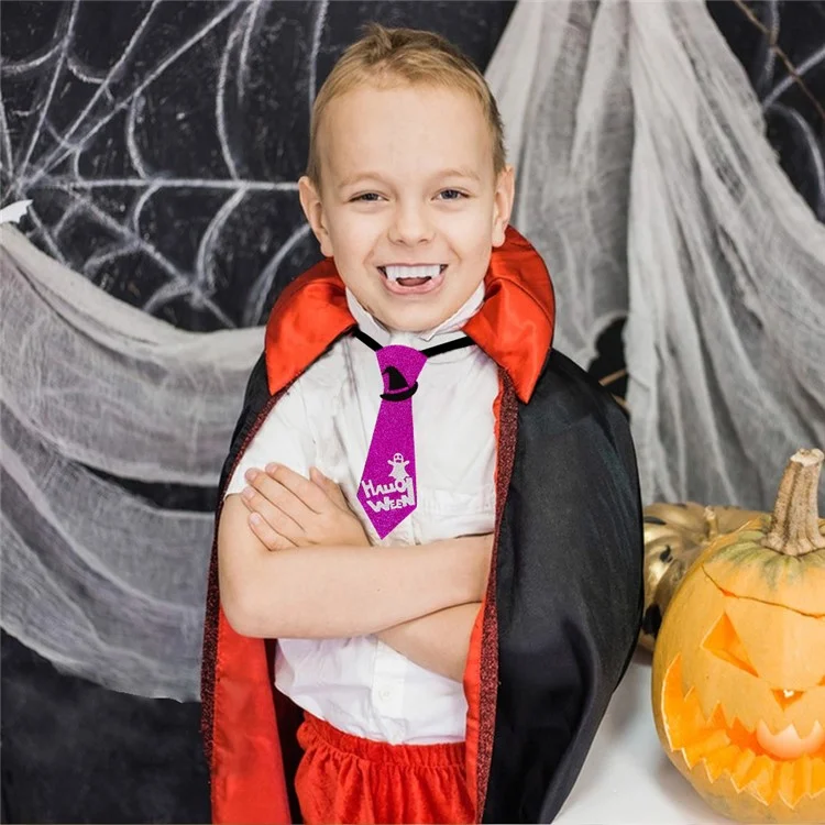 5Pcs Halloween Tie Kids Adult Halloween Party Felt Cloth Necktie Costume Props - Bat and Ghost Hand