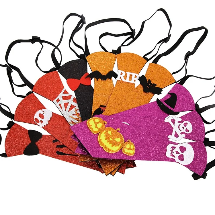 5Pcs Halloween Tie Kids Adult Halloween Party Felt Cloth Necktie Costume Props - Bat and Ghost Hand