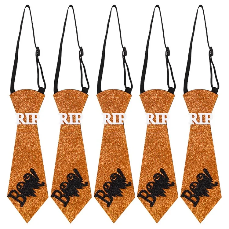 5Pcs Halloween Tie Kids Adult Halloween Party Felt Cloth Necktie Costume Props - BOO Letter