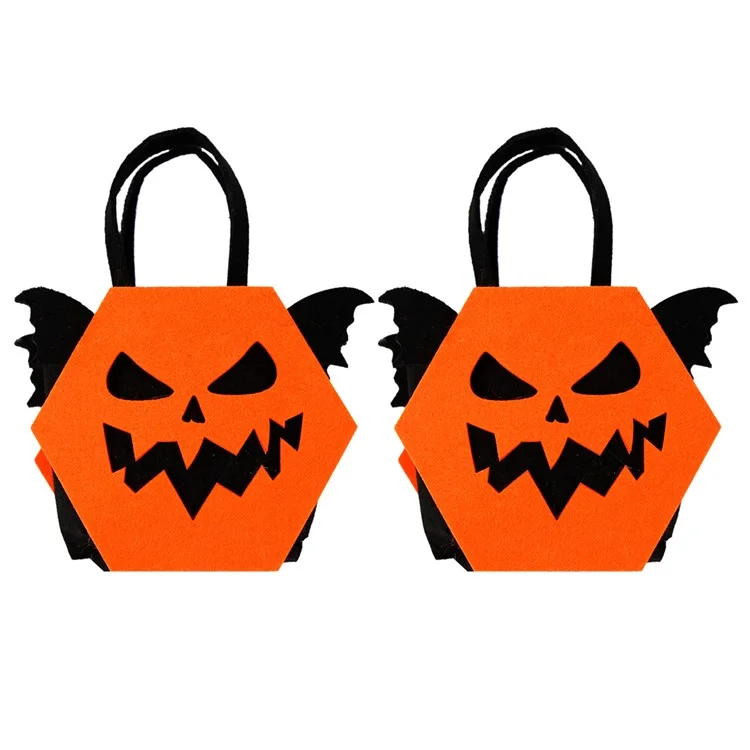 2PCS Halloween Candy Treat Bags Felt Party Supplies Organizer Kids DIY Gift Tote Bags - Devil and Wing
