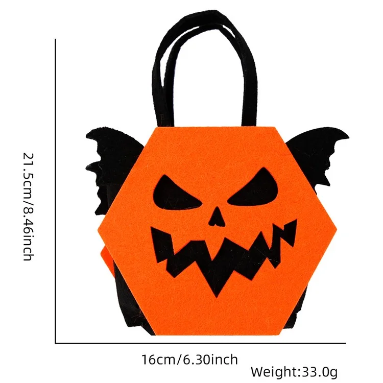 2PCS Halloween Candy Treat Bags Felt Party Supplies Organizer Kids DIY Gift Tote Bags - Devil and Wing