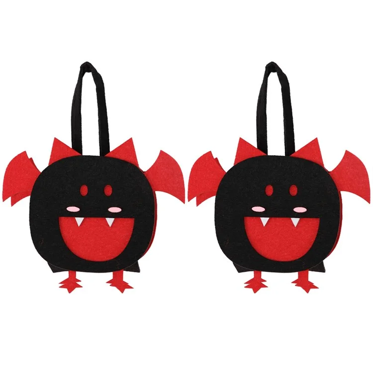 2PCS Halloween Candy Treat Bags Felt Party Supplies Organizer Kids DIY Gift Tote Bags - Bat