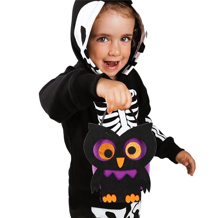 2PCS Halloween Candy Treat Bags Felt Party Supplies Organizer Kids DIY Gift Tote Bags - Bat