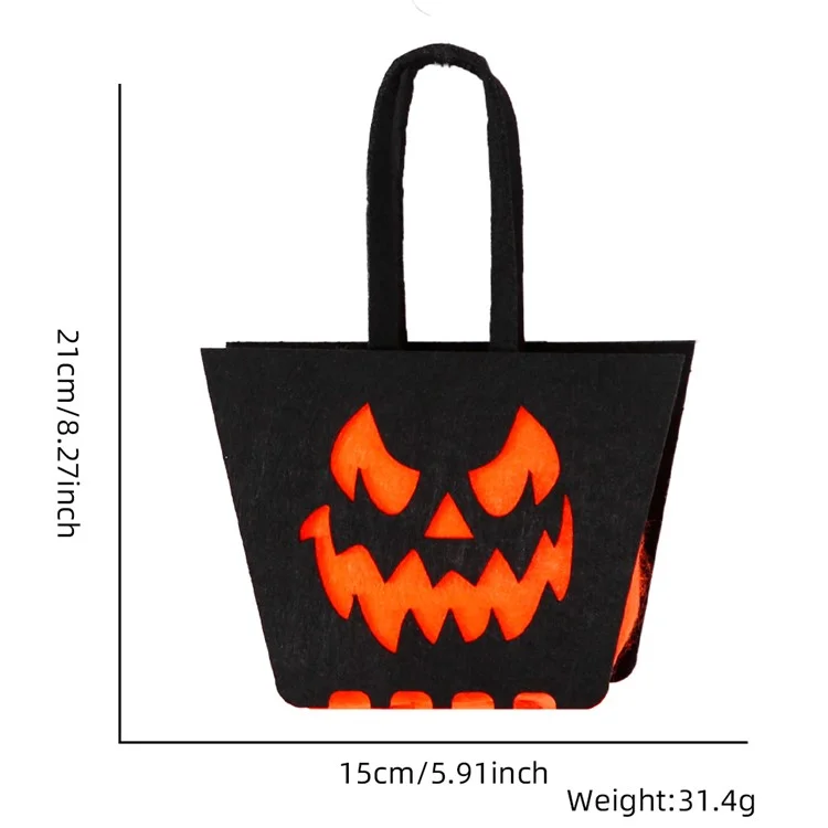 2PCS Halloween Candy Treat Bags Felt Party Supplies Organizer Kids DIY Gift Tote Bags - Devil Face