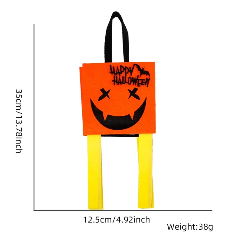 2PCS Halloween Candy Treat Bags Felt Party Supplies Organizer Kids DIY Gift Tote Bags - Orange Devil