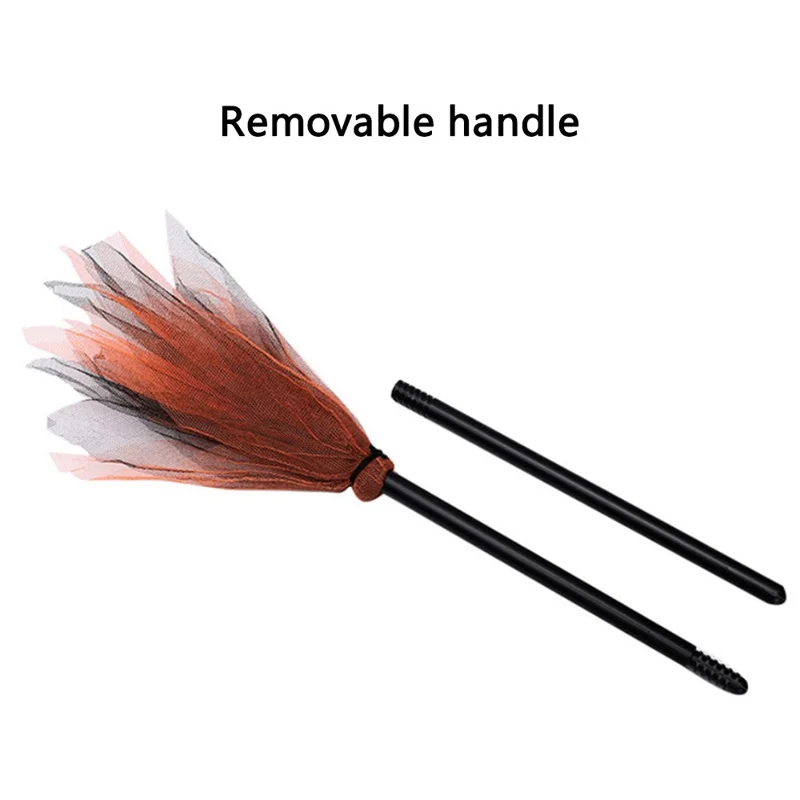 2Pcs Halloween Witch Broom Detachable Broomstick Kids Witch Costume Broom Props - Purple