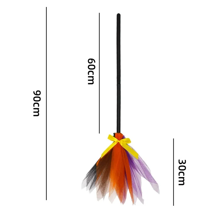 2Pcs Halloween Witch Broom Detachable Broomstick Kids Witch Costume Broom Props - Grey