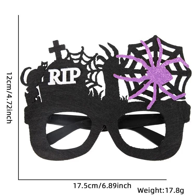 5Pcs / Set Halloween Eyeglasses Spider Web Plastic Glasses Bat Masquerade Party Prop - Purple Spider and Tombstone