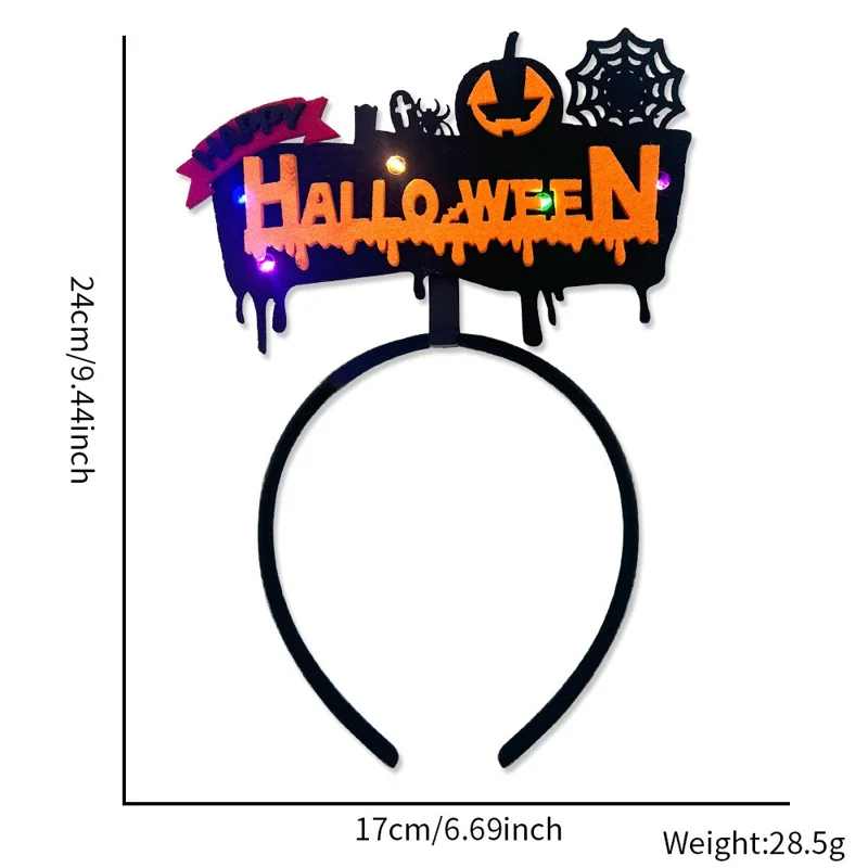 2Pcs / Set LED Light Halloween Hair Hoop Spider Web Pumpkin Glowing Headband Party Costume - Pumpkin and Cobweb
