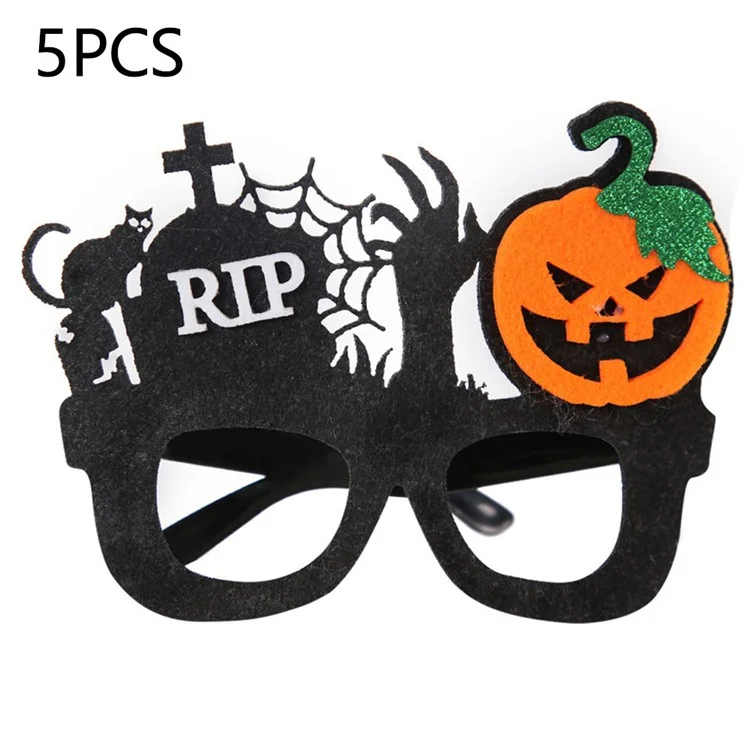 5Pcs / Set Halloween Eyeglasses Spider Pumpkin Ghost Bat Adult Kid Glasses Halloween Photo Props - Cat and Pumpkin