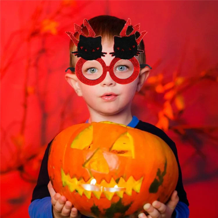 5Pcs / Set Halloween Eyeglasses Spider Pumpkin Ghost Bat Adult Kid Glasses Halloween Photo Props - Cat and Pumpkin
