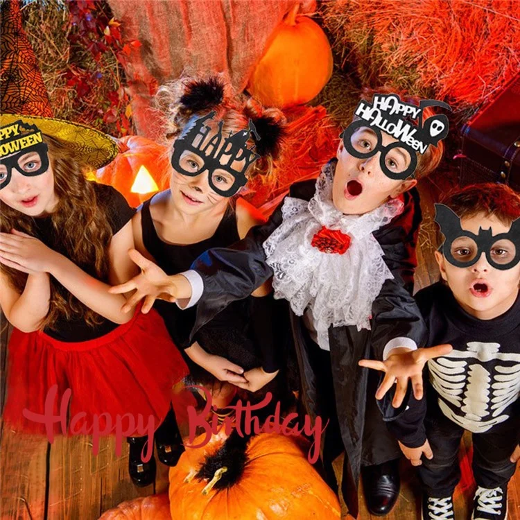 5Pcs / Set Halloween Eyeglasses Spider Pumpkin Ghost Bat Adult Kid Glasses Halloween Photo Props - Cat and Pumpkin