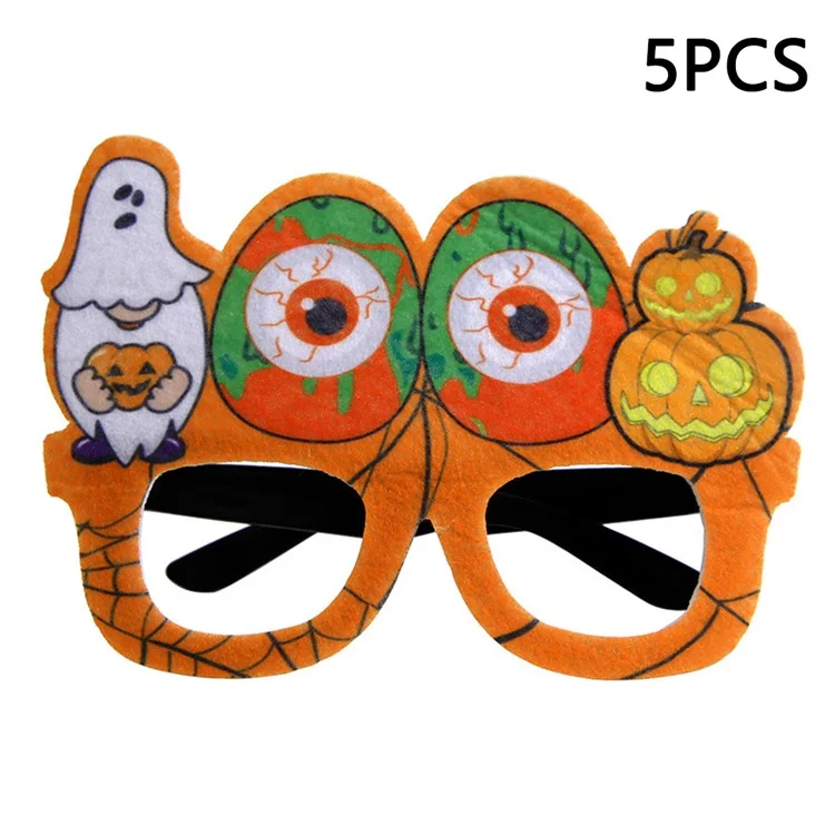 5Pcs / Set Adults Kids Halloween Eyeglasses Happy Halloween Ghost Castle Pumpkin Glasses Party Eyewear - Eyeball and Pumpkin