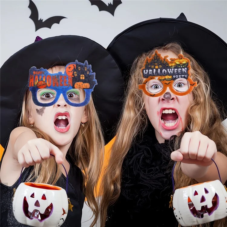 5Pcs / Set Adults Kids Halloween Eyeglasses Happy Halloween Ghost Castle Pumpkin Glasses Party Eyewear - Eyeball and Pumpkin