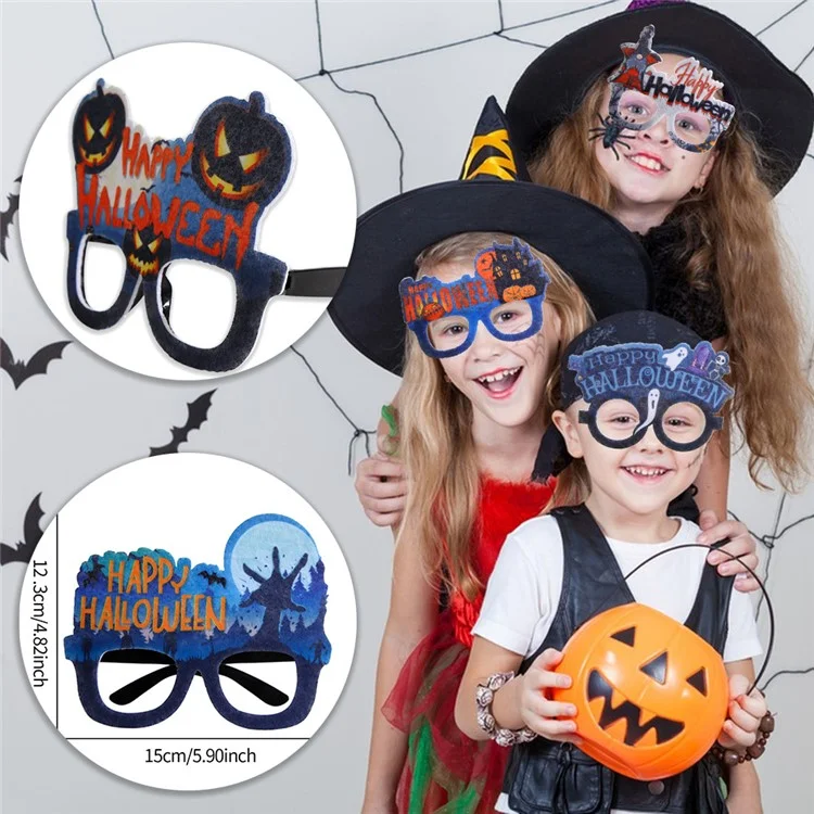 5Pcs / Set Adults Kids Halloween Eyeglasses Happy Halloween Ghost Castle Pumpkin Glasses Party Eyewear - Eyeball and Pumpkin