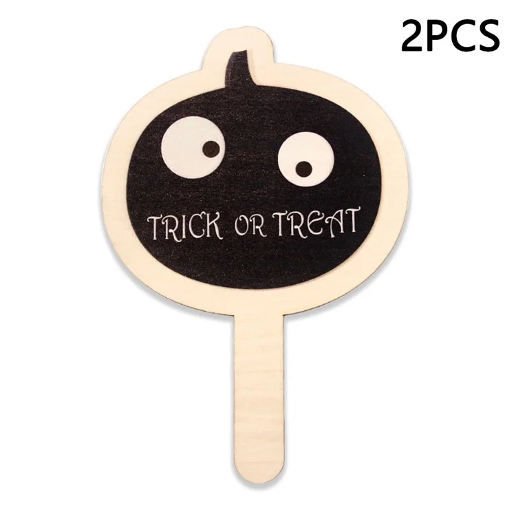 2Pcs / Set Halloween Hands-Up Sign Spider Pumpkin Bat Funny Wooden Sign Photobooth Prop - Pumpkin