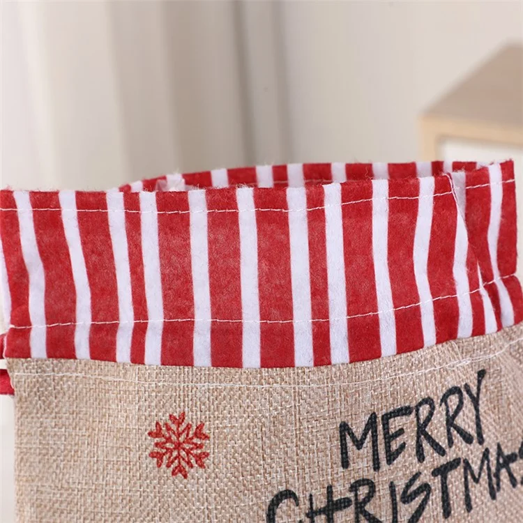 Christmas Drawstring Gift Bags Snowman Pattern Fabric Wrapping Bag with Ribbon Tie for Xmas Holiday