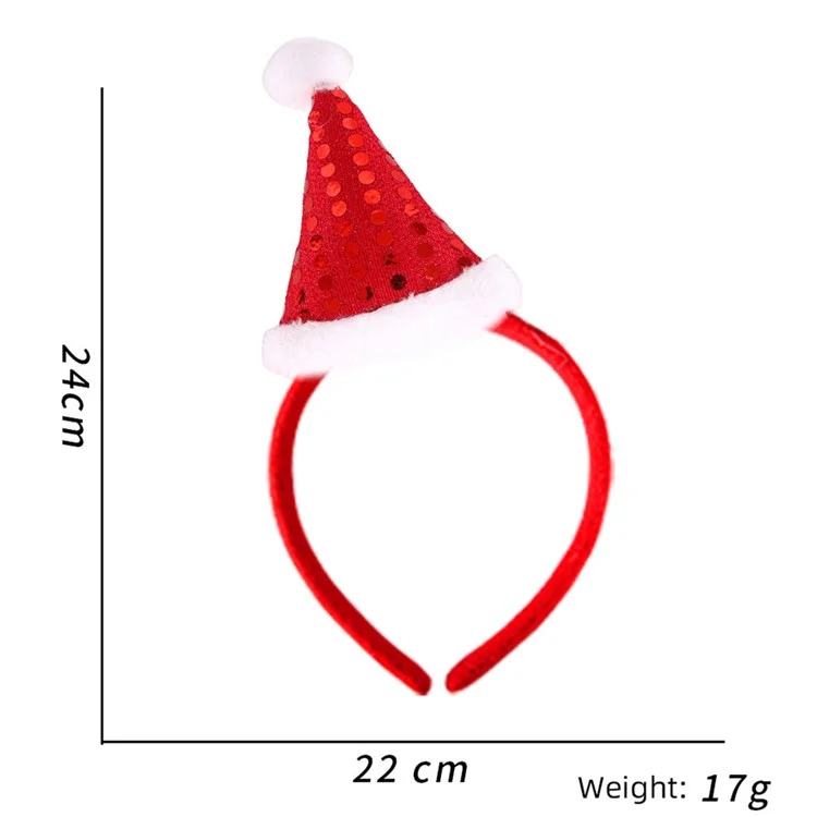 5Pcs Lovely Plastic+Cloth Christmas Headband Hair Hoop Cute Xmas Headwear Photo Props - Red Hat