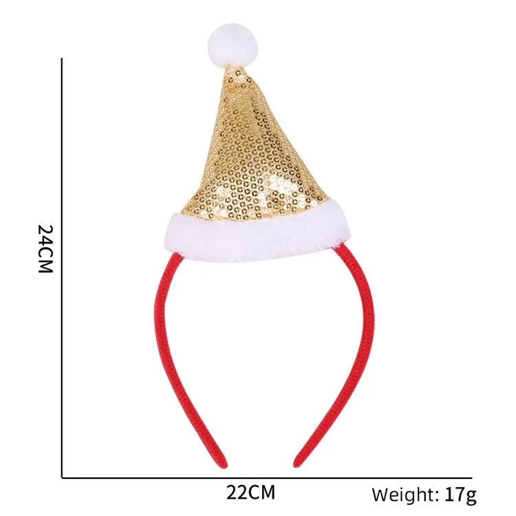 5Pcs Lovely Plastic+Cloth Christmas Headband Hair Hoop Cute Xmas Headwear Photo Props - Gold Hat