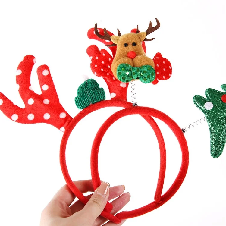 5Pcs Lovely Plastic+Cloth Christmas Headband Hair Hoop Cute Xmas Headwear Photo Props - Elk