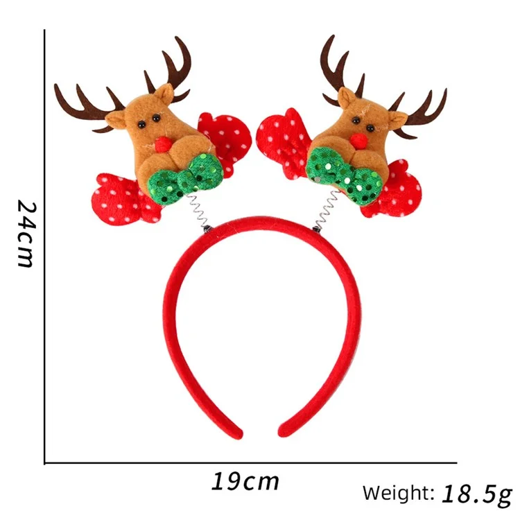 5Pcs Lovely Plastic+Cloth Christmas Headband Hair Hoop Cute Xmas Headwear Photo Props - Elk
