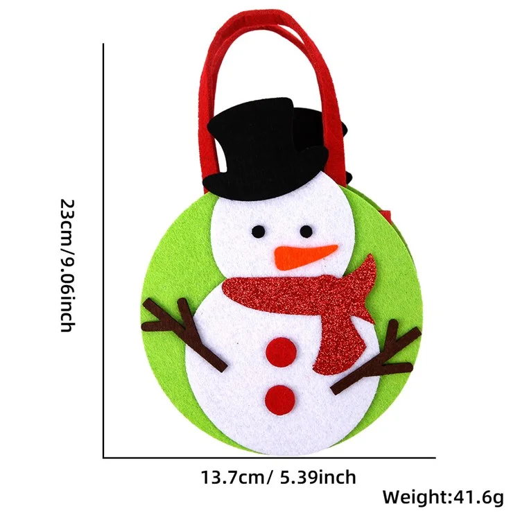 2Pcs Christmas Candy Cookie Bags Felt Party Supplies Organizer Kids DIY Gift Tote Bags - Snowman